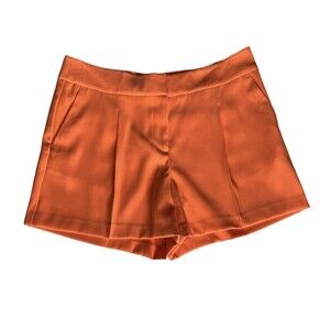 Ann Taylor Womens Size 6 Orange Pleated Front Polyester Shorts 4" Inseam Pockets
